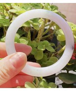 56.6mm Natural Icy White Jadeite jade Bangle Grade A Greenish Jade Round... - $288.00