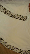 West Elm Ivory Velvet Christmas Tree Skirt With Cross Stitch Cheetah Print Cuff - £19.56 GBP