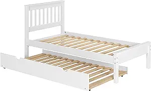 Donco Kids Twin Contempo Bed with Twin Trundle Bed White Finish - £415.51 GBP