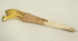 Vintage Wood Handmade Decorative Pen Made In JERUSALEM w Camel top collectible - £27.40 GBP