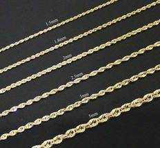 10K Yellow Gold 1.5mm-5mm Laser Diamond Cut Rope Chain Pendant Necklace 16&quot;- 24&quot; - £73.98 GBP+