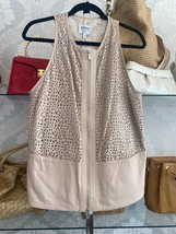 ARMANI COLLEZIONI Beige Zip Front Sheer/Cut Out Leather Vest Sz L $975 - £275.88 GBP