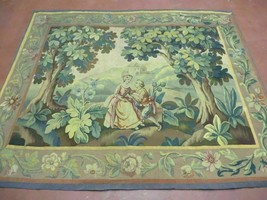 5&#39; X 6&#39; Antique Tapestry French Handmade Aubusson Weave Nature One Of A Kind - £1,712.29 GBP