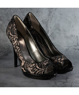 Guess Womens Peep Toe Lace High Heel Color Black Patent Shoes Size 9.5 M - $38.84 CAD