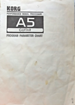 Korg A5 Guitar Effects Foot Pedal Original Program Parameter Chart Manua... - £15.56 GBP