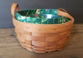 Longaberger 1989 Small Round Button Basket w/ Liner &amp; Plastic Protector - $9.43