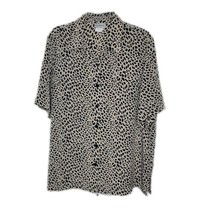 BonWorth Button Up Shirt Blouse ~ Sz L ~ Brown &amp; Black ~ Short Sleeve - £17.68 GBP