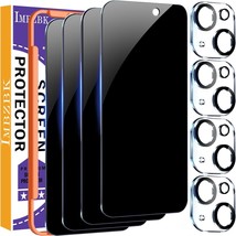 4 Pack Privacy Screen Protector for 15 Plus Tempered Glass with 4 Pack Camera Le - £13.75 GBP