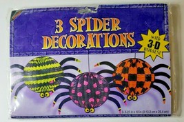 1990&#39;s Amscan 3 Spider Decorations 3-5.25 By 10&quot; 3D Bodies NIP - $14.99