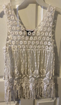 Say What~women’s size S~White Crochet/Lace Tank~Fringe Boho~Retro/Vintag... - $11.78