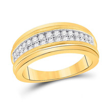 10kt Yellow Gold Mens Round Diamond Wedding Double Row Band Ring 3/4 Cttw - £1,232.88 GBP