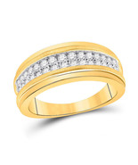 10kt Yellow Gold Mens Round Diamond Wedding Double Row Band Ring 3/4 Cttw - £1,212.69 GBP