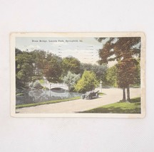 Springfield IL 1923 Stone Bridge Lincoln Park Vintage Postcard Posted - £7.62 GBP