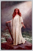 Raphael Tuck Oilette Hope Anchor Roaring Seas Easter Greetings Postcard G28 - £7.15 GBP