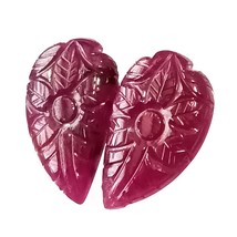 Hand Engraved Ruby Pair, No Heat Ruby, Ruby Earring, Carved Ruby, 17.86 Cts., Ru - £232.93 GBP