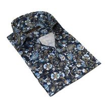 Men's Dress Shirt ENZO PARK Turkey 100% Cotton Breathable Enzo11 Navy Floral image 2