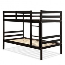 Twin Bunk Bed Children Wooden Bunk Beds Solid Hardwood-Brown - Color: Brown - Si - £298.60 GBP