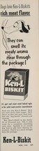 1954 Print Ad Ken-L Biskit Meat Meal Dog Food Cartoon Dog Sniffing - $13.48