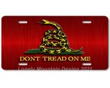 Don&#39;t Tread On Me on Red FLAT Aluminum Novelty Auto License Tag Plate - $17.99