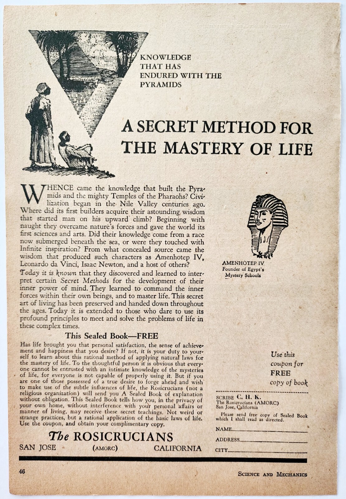 1954 Rosicrucians AMORC Advertisement Secret Fraternal Order Vintage DWF27 Item image 2