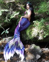 HOT Girls Women Little Mermaid Tails Costume With Monofin Mermaid Beach ... - $99.99