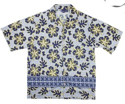PacSun Bullhead Island Series Blue Yellow Floral Button Front Hawaiian Shirt XL - £14.80 GBP