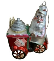 Dept 56 Santa with a Ice Cream Cart Christmas Ornament Hand Blown Glass  - £11.28 GBP