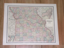 1887 Original Antique Map Of Missouri / Verso Iowa - £16.79 GBP