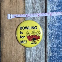 Vtg Bowling Is For Me WIBC Button Pin Pinback Women&#39;s Int Bowling - £3.13 GBP