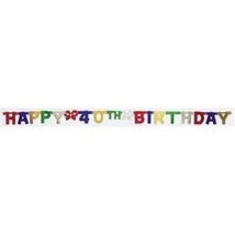Happy 40th Birthday 6 Foot Jointed Banner 4.25&quot; x 6.17&#39; Paper Party Decoration - £8.78 GBP