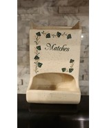 Vintage Ceramic Matchbox Stick Holder for Fireplace with Ivy Leaves 1960&#39;s - $34.55
