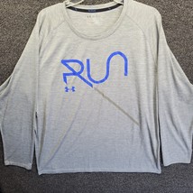 Under Armour T-Shirt Men Sz 3XL Gray Run Fitted Heat Gear Long Sleeve At... - $13.55