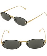 FENDI FIRST 4075 Gold Black Narrow Rimless Crystal Fashion Sunglasses FE... - $702.90