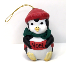 Vintage Giftco Ceramic Penguin Bell Christmas Tree Ornament Decoration 1986 - £10.38 GBP