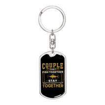 Couple Fishing Stainless Steel or 18k Gold Premium Swivel Dog Tag Keychain - $37.95+