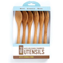 To Go Ware Kids Reusable Bamboo Utensils (Pack of 3 Spoons 3 Forks) Eco-... - £8.55 GBP