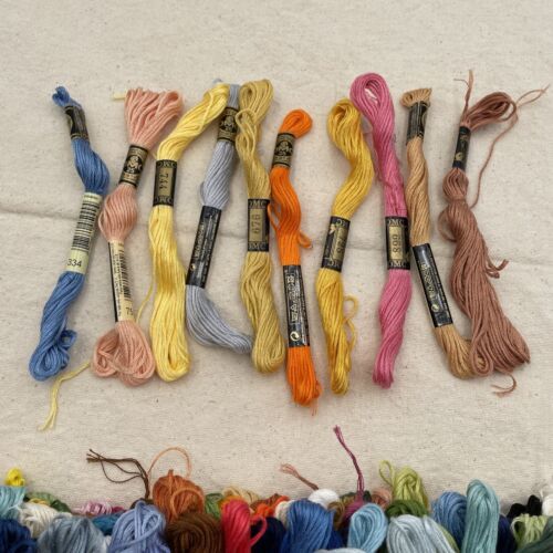 Vintage DMC Cotton Floss Embroidery Lot Of 90 Skeins Mouline Assorted Colors - $47.45