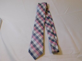 Eagle Shirtmakers Van Heusen Mens Silk Tie Neck Tie blue pink white plai... - £22.13 GBP
