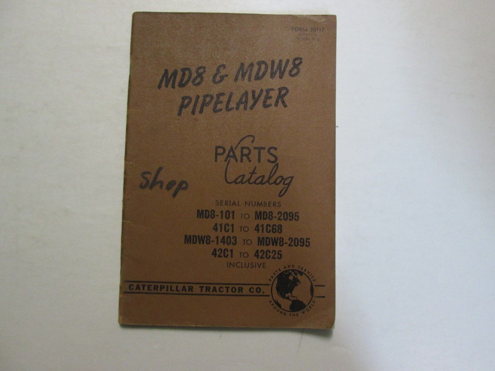 Caterpillar md8 &amp; MDW8 Pipelayer Parts Catalog Manual USED OEM - $8.11
