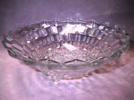 Vintage 10&quot; Clear Colony WHITEHALL 3 Toed Footed Bowl Centerpiece Sawtooth Rim - $12.00