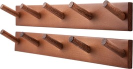 Evory 2 Pack Coat Rack Wall Mount, 17 Inch Coat Hooks For Hanging, Woode... - $39.93