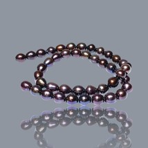 Fabulous Oval 8 x 9.5mm Purple Blue Rainbow Overtone Cultured Pearl 16&quot; Strand - $54.70