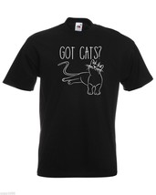 Mens T-Shirt Cute Relaxed Cat Quote Got Cats?, Funny Kitty TShirt Kitten Shirt - £19.89 GBP