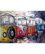 28x36 inches Bus  stretched Oil Painting Canvas Art Wall Decor modern101 - $2,315.18 MXN