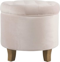 Homepop Home Decor | Upholstered Round Velvet Tufted Foot Rest, Pink Blush. - £88.70 GBP