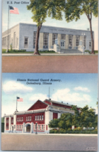 US Post Office and Illinois National Guard Armory Galesburg Illinois Postcard - £11.59 GBP