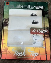 Quiksilver ~ Men&#39;s 4-Pack Tanks Tops Undershirts 100% Cotton White ~ M - $23.78