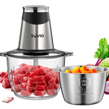 Food Processors With 2 Bowls, Meat Grinder 4 Bi-Level Blades, Mini Electric Food - £59.43 GBP