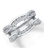 1.70 Ct Diamond 14K White Gold Plated Solitaire Enhancer Wrap Wedding Ba... - $3,998.23 MXN