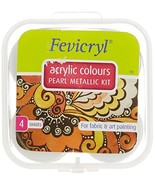 Fevicryl Acrylic Colors Pearl Metallic Kit, 40ml, 4 Shades - Kushuworld - £11.23 GBP